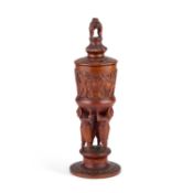 A FINE 19TH CENTURY BAVARIAN LINDEN WOOD CUP AND COVER
