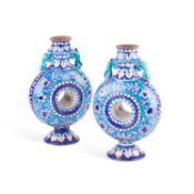 BOMBAY SCHOOL OF ARTS: A PAIR OF POTTERY FLASKS IN THE MULTAN STYLE, INDIA, CIRCA 1880