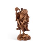 A FINE JAPANESE HARDWOOD CARVING OF LI TIEH-KUAI