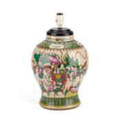 A CHINESE CRACKLE-GLAZED BALUSTER VASE