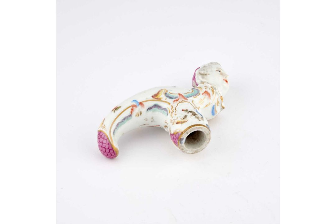 A MEISSEN PORCELAIN 'FRAUENKOPF' CANE HANDLE - Image 4 of 4