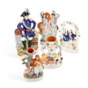 A GROUP OF FIVE VICTORIAN STAFFORDSHIRE POTTERY GROUPS