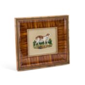 A VICTORIAN NEEDLEWORK PICTURE OF A HOUND