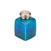 PAUL MILLET: AN ART DECO SILVER-MOUNTED GLAZED WHITE STONEWARE COVERED JAR POSSIBLY FOR CARTIER