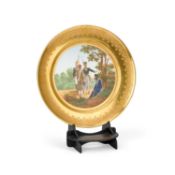 A PARIS PORCELAIN PARCEL-GILT PLATE 19TH CENTURY