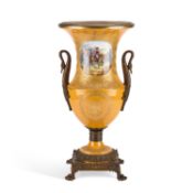 A LARGE GILT-METAL MOUNTED SÈVRES STYLE PORCELAIN VASE