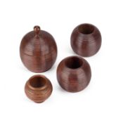 A PAIR OF TREEN VASES