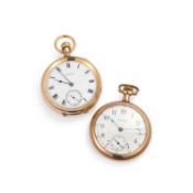 TWO GOLD PLATED WALTHAM POCKET WATCHES