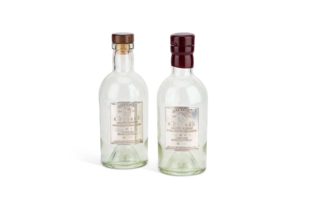 A PAIR OF LIMITED EDITION SILVER-LABELLED ABERLOUR A'BUNADH MALT WHISKY BOTTLES