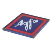 AN AGFA PAINTED GLASS ADVERTISING SIGN