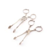 TWO PAIRS OF SILVER SUGAR TONGS