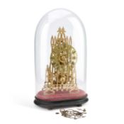 A BRASS SINGLE-FUSEE SKELETON CLOCK