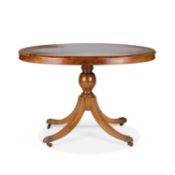 A BURR WALNUT TILT-TOP LOO TABLE
