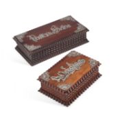 TWO CONTINENTAL SILVER-MOUNTED HARDWOOD BOXES