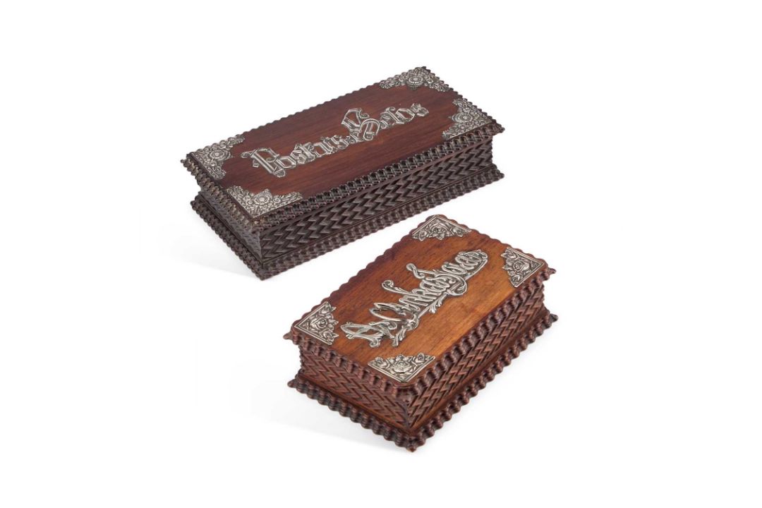 TWO CONTINENTAL SILVER-MOUNTED HARDWOOD BOXES - Image 1 of 2