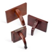 THREE MAHOGANY CLOCK WALL BRACKETS