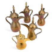 FIVE BRASS DALLAH COFFEE POTS