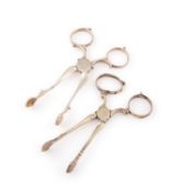 TWO PAIRS OF 18TH CENTURY SILVER SUGAR TONGS