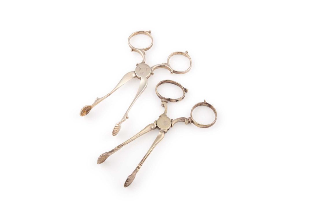 TWO PAIRS OF 18TH CENTURY SILVER SUGAR TONGS