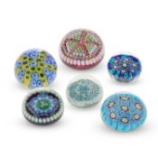 SIX MILLEFIORI PAPERWEIGHTS