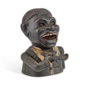 A VINTAGE CAST IRON 'JOLLY' MECHANICAL NOVELTY MONEY BANK