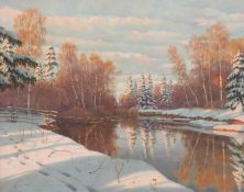 BORIS VASILIEVICH BESSONOV (1862-1934) WINTER LANDSCAPE WITH LAKE