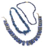 THREE STRANDS OF LAPIZ LASULI BEADS