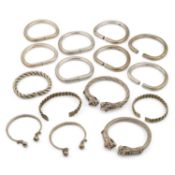 A COLLECTION OF CHINESE WHITE METAL BANGLES