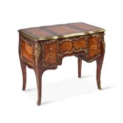 A LOUIS XV STYLE ORMOLU-MOUNTED FLORAL MARQUETRY DESK
