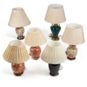 A GROUP OF SIX CONTEMPORARY TABLE LAMPS