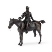 A BRONZE EQUESTRIAN FIGURE