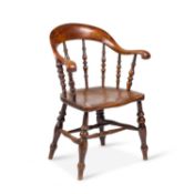 A 19TH CENTURY ELM AND ASH ARMCHAIR