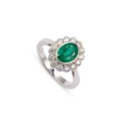 A CONTEMPORARY EMERALD AND DIAMOND RING