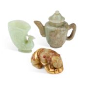 THREE CHINESE JADE CARVINGS