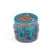 A CHINESE SILVER AND ENAMEL BOX