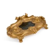 A LOUIS XV STYLE GILT-BRONZE AND MARBLE INKSTAND, LATE 19TH CENTURY