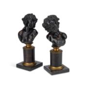 AFTER CLODION, A PAIR OF BRONZE BUSTS OF BACCHUS AND A BACCHANTE