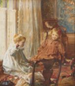 JAMES CLARK R.I, R.O.I (1858-1943) CHILDREN PLAYING SKITTLES