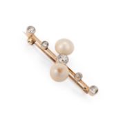 A 19TH CENTURY PEARL AND DIAMOND BROOCH