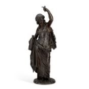 A LATE 19TH CENTURY FRENCH BRONZE ALLEGORICAL FIGURE
