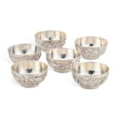 A SET OF SIX CHINESE SILVER BOWLS