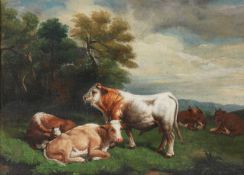 19TH CENTURY EUROPEAN SCHOOL CATTLE IN A LANDSCAPE