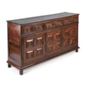 AN OAK MOULDED-FRONT DRESSER BASE, LATE 17TH/ EARLY 18TH CENTURY