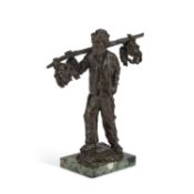 CHARLES EMILE JONCHERY (FRENCH, 1873-1937), A BRONZE FIGURE OF AN ELDERLY GENTLEMAN