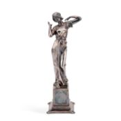 A SECESSIONIST SILVERED METAL FIGURE, CIRCA 1900