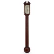 A GEORGE III INLAID MAHOGANY STICK BAROMETER