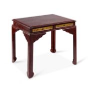AN EARLY 20TH CENTURY JAPANESE LACQUER TWO-DRAWER SIDE TABLE