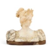 AN EARLY 20TH CENTURY CONTINENTAL ALABASTER BUST