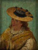 IMPRESSIONIST SCHOOL (19TH CENTURY) PORTRAIT OF A GIRL IN A STRAW HAT