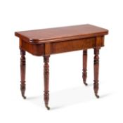 A 19TH CENTURY MAHOGANY FOLDOVER TEA TABLE